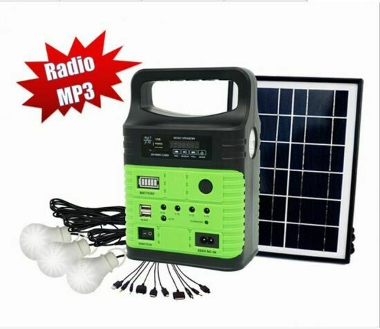 GENERADOR SOLAR CON RADIO 10W VERDE TODO EN UNO