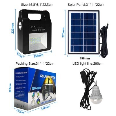GENERADOR SOLAR CON RADIO NEGRO