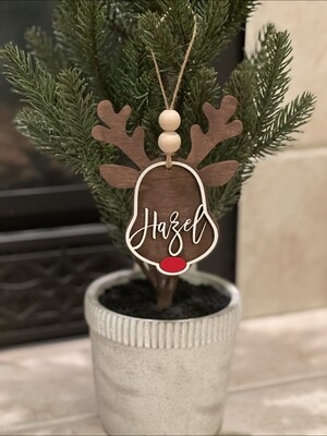 PERSONALIZED REINDEER ORNAMENT/STOCKING TAG