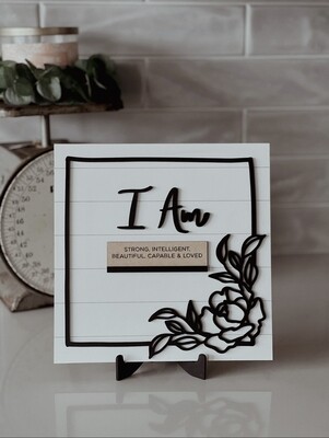 I AM SIGN W/ CHANGEABLE AFFIRMATION SLIDES