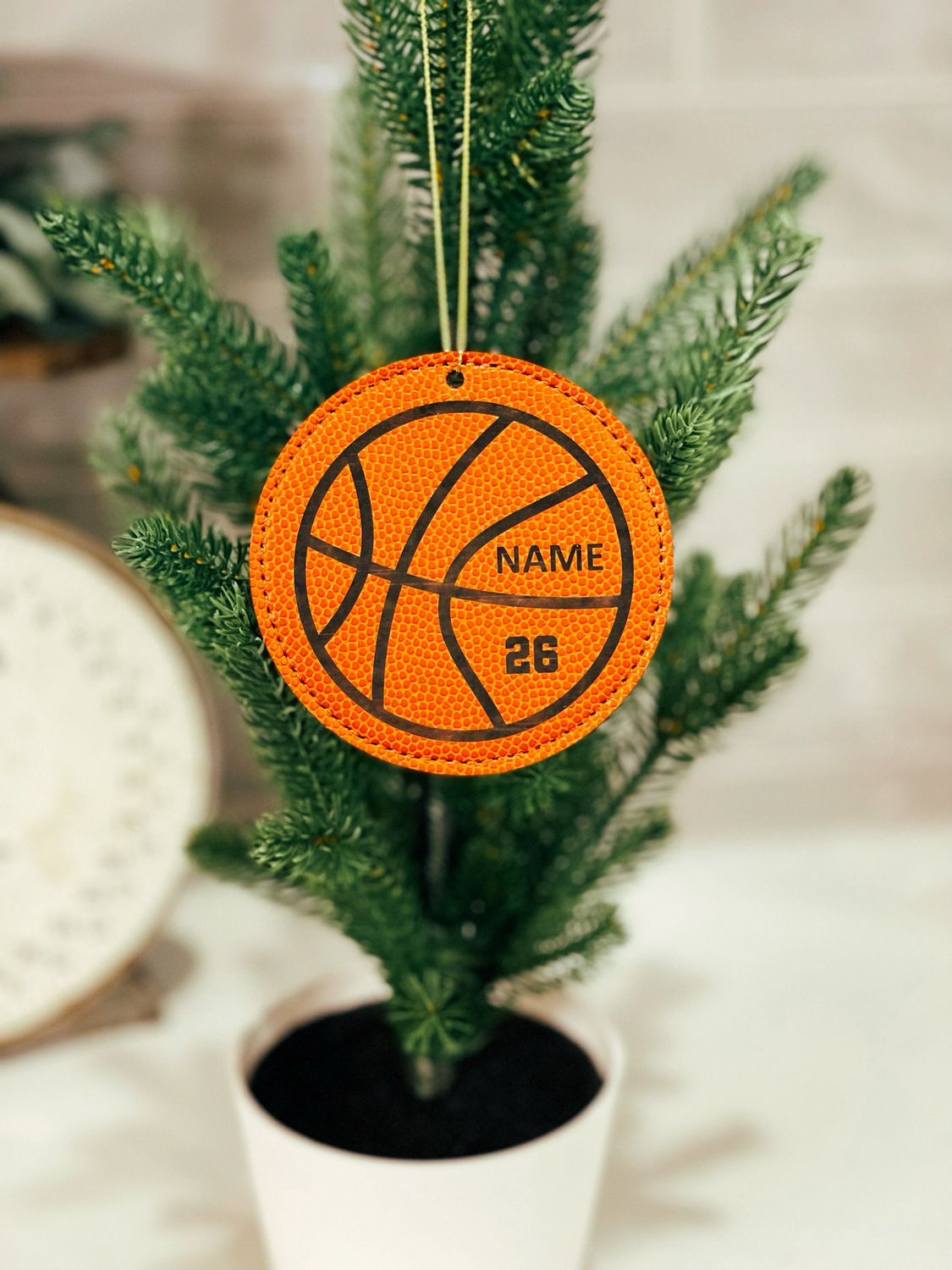 PERSONALIZED BASKETBALL LEATHERETTE ORNAMENT