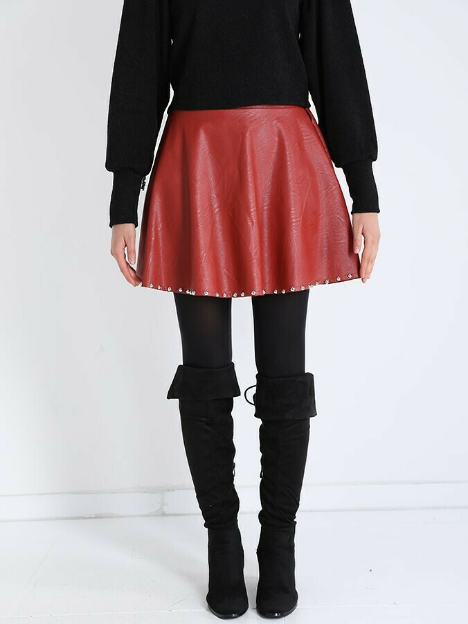 MINI JUPE SANDY SIMILI-ROUGE (TU)