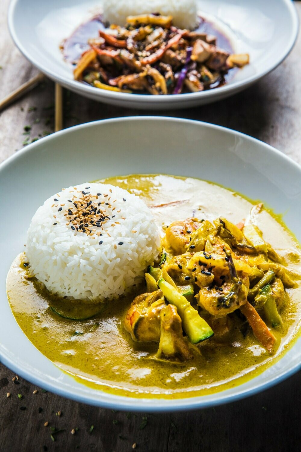 Curry Thailandés de verduras y pollo