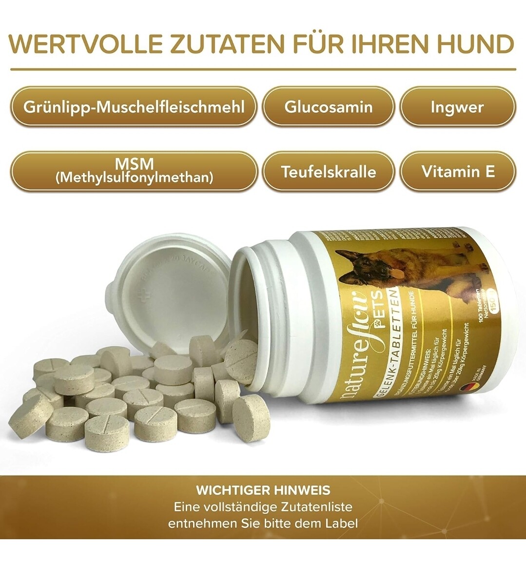 Gelenktabletten Für Hunde - 120 Stück Mit Grünlippmuschel & MSM, Made In Germany