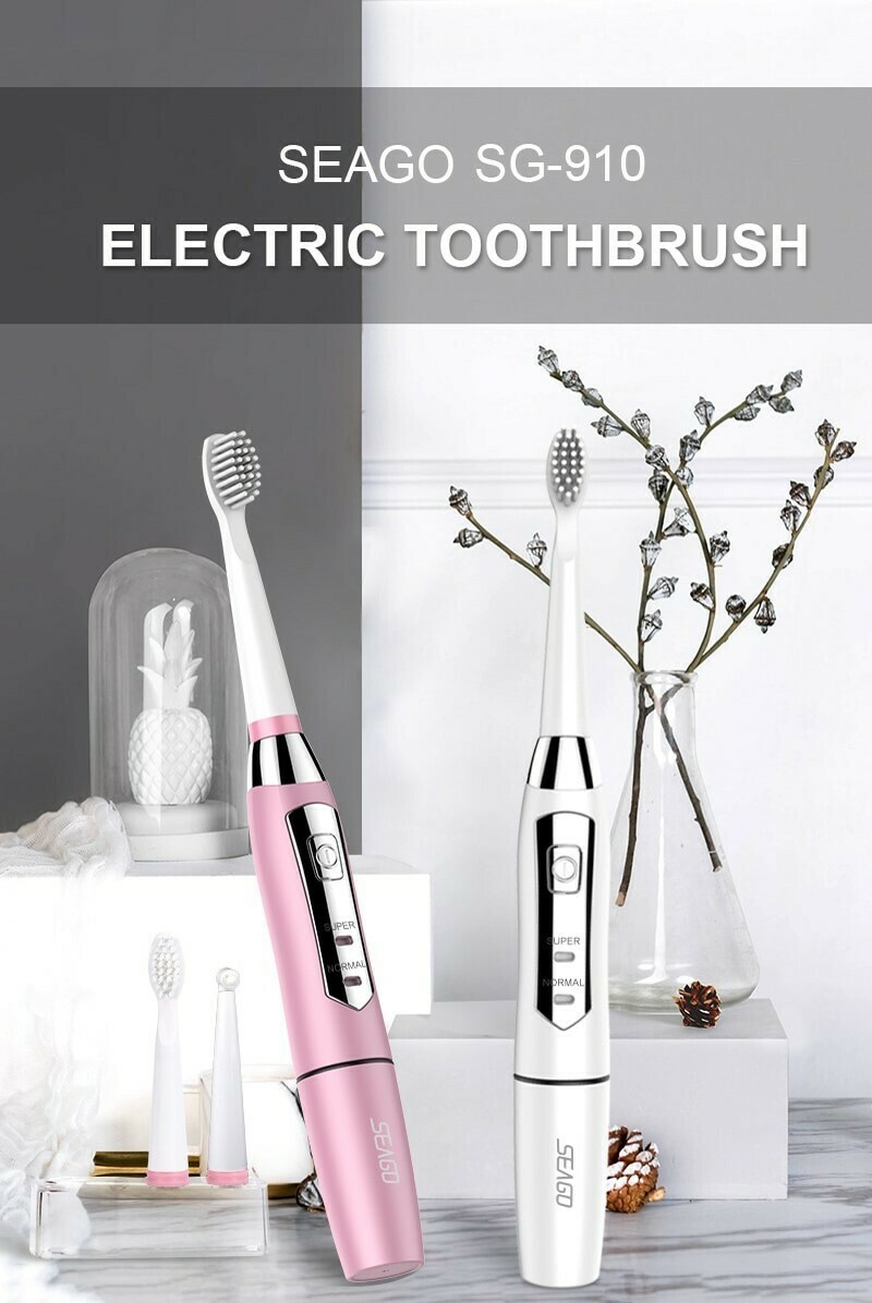 Cepillo de dientes eléctrico, Sónico, batería para adultos, soporte para cepillo dental con 3 cabezales de repuesto, resistente al agua, inteligente