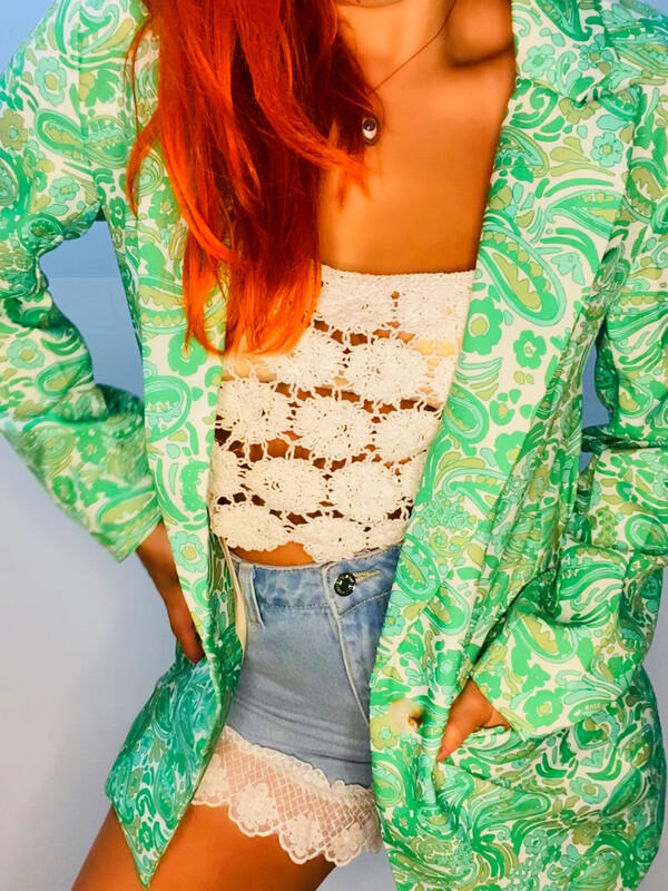 Green hippie groovy Blazer