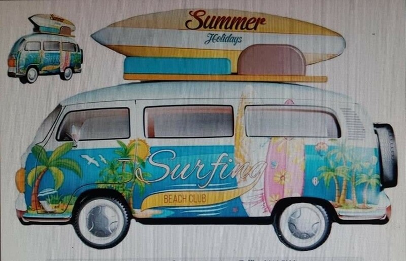 Enseigne non lumineuse combi vw bleu