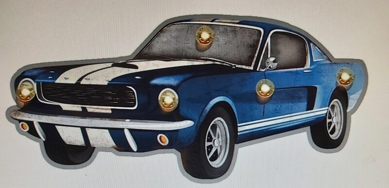 garage voiture Mustang bleu