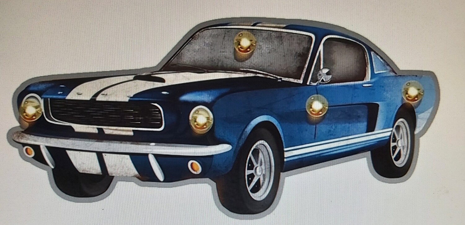garage voiture Mustang bleu