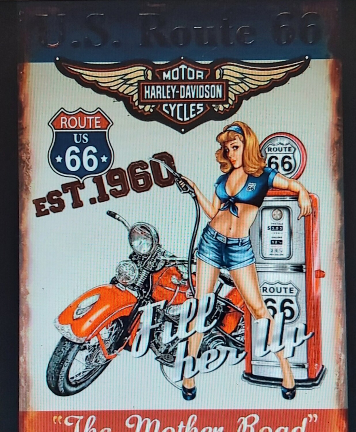 garage pompe moto pin&#39;up (Harley-Davidson)