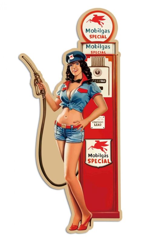 garage pin&#39;up avec pompe mobilgas