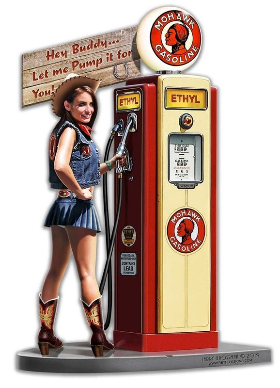 Plaque Pin&#39;up à la pompe à essence Ethyl USA
