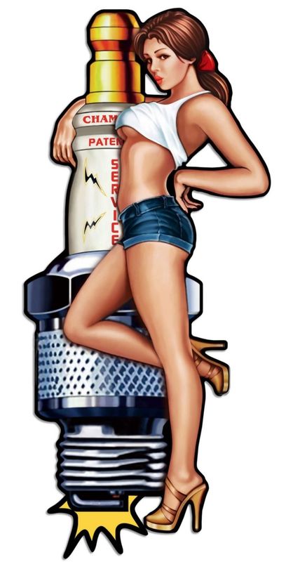 garage pin&#39;up avec bougie champion