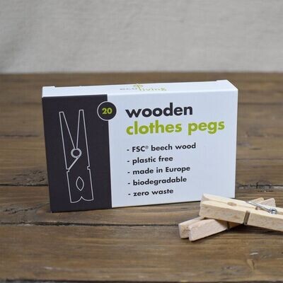 EcoLiving Wooden Clothes Pegs