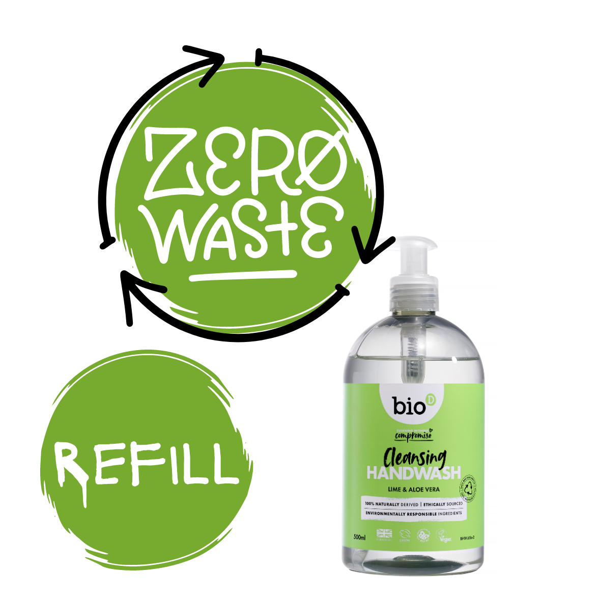 Bio-D Cleansing Hand Wash Lime & Aloe Vera  REFILL (54p per 100ml)