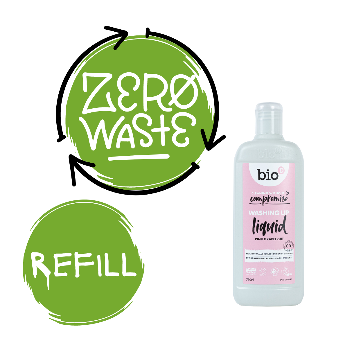Bio-D Washing Up liquid Pink Grapefruit REFILL (26p per 100ml)