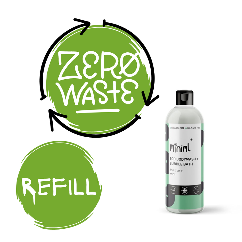 Miniml Bodywash & Bubble Bath Tea Tree & Mint Vera 500 ml REFILL (70p per 100ml)