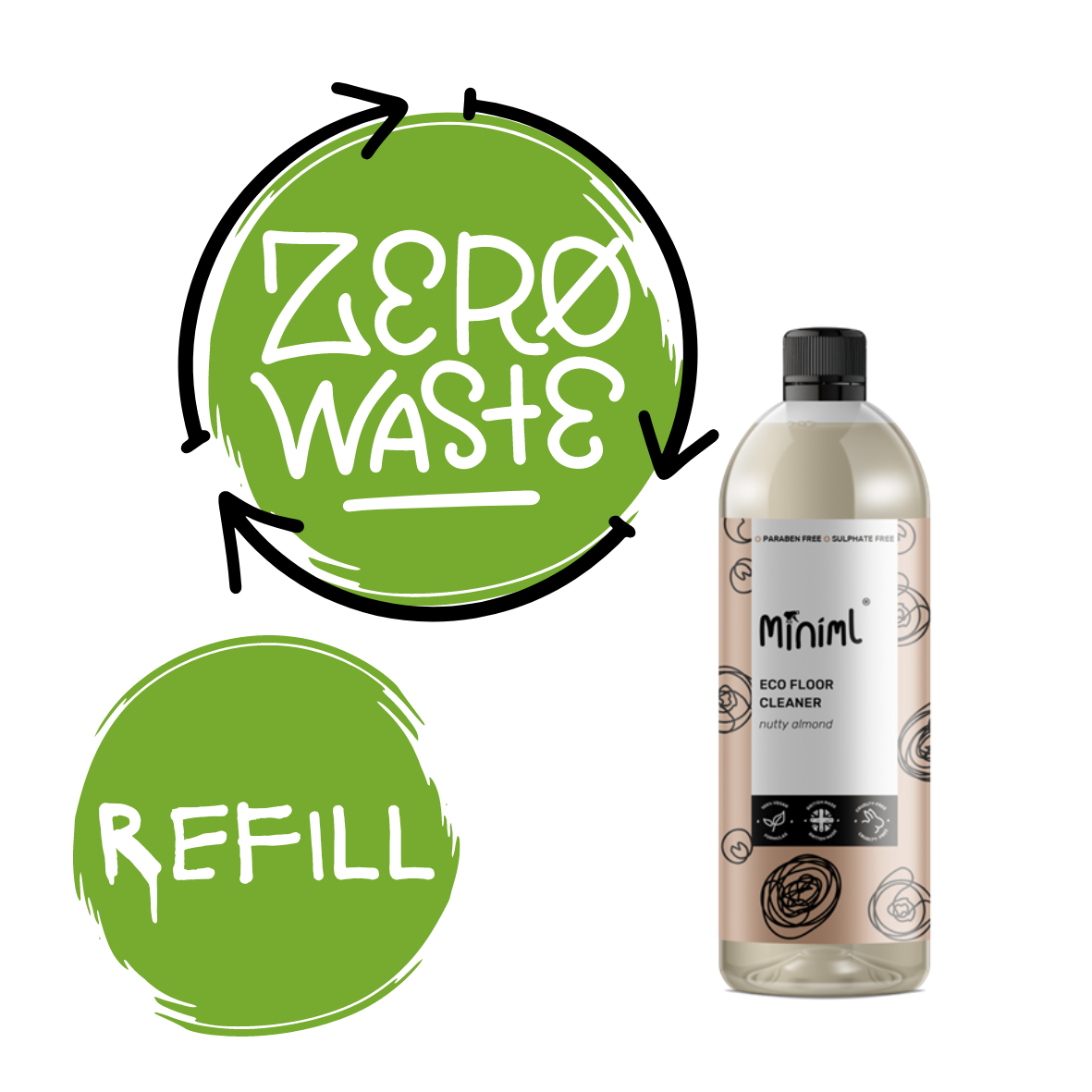 Miniml Floor Cleaner Nutty Almond  REFILL 750 ml
(29p per 100 ml)