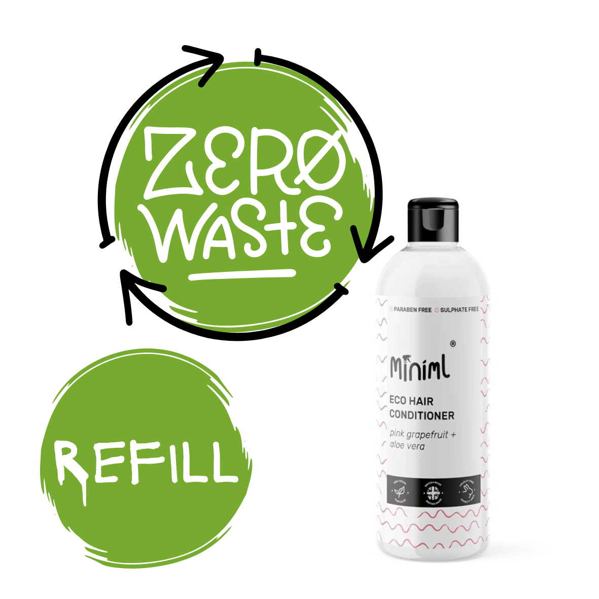 Miniml Hair Conditioner Pink Grapefruit & Aloe Vera 500ml REFILL
(70p per 100 ml)