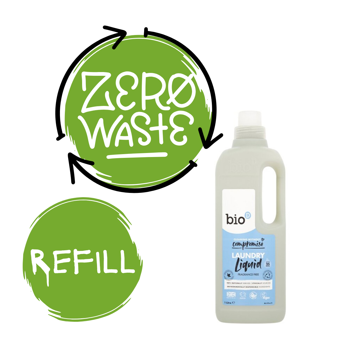 Bio-D Laundry Liquid Fragrance Free Non Bio 1 Ltr refill (44p per 100ml)