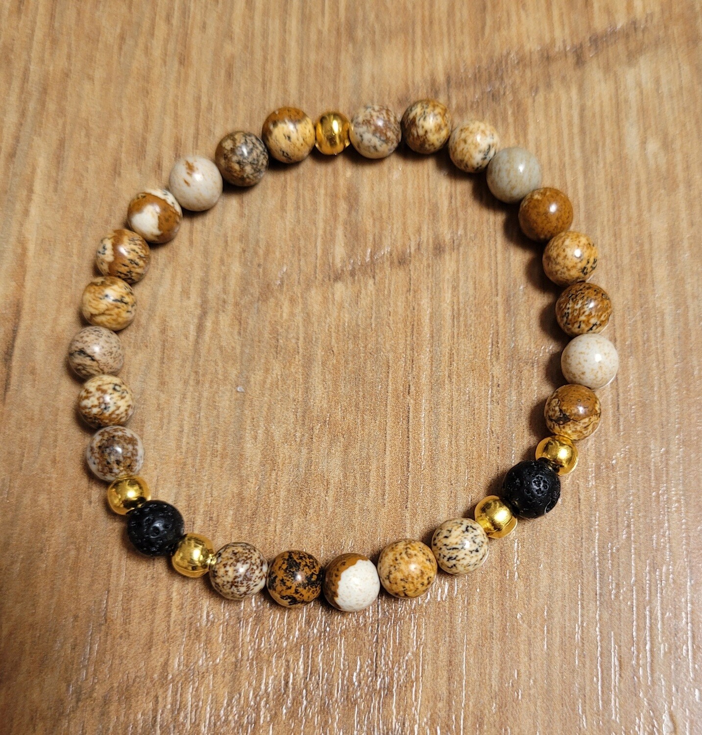 JASPE PAYSAGE, pierre d’harmonie et de repos spirituel, perles de 6mm