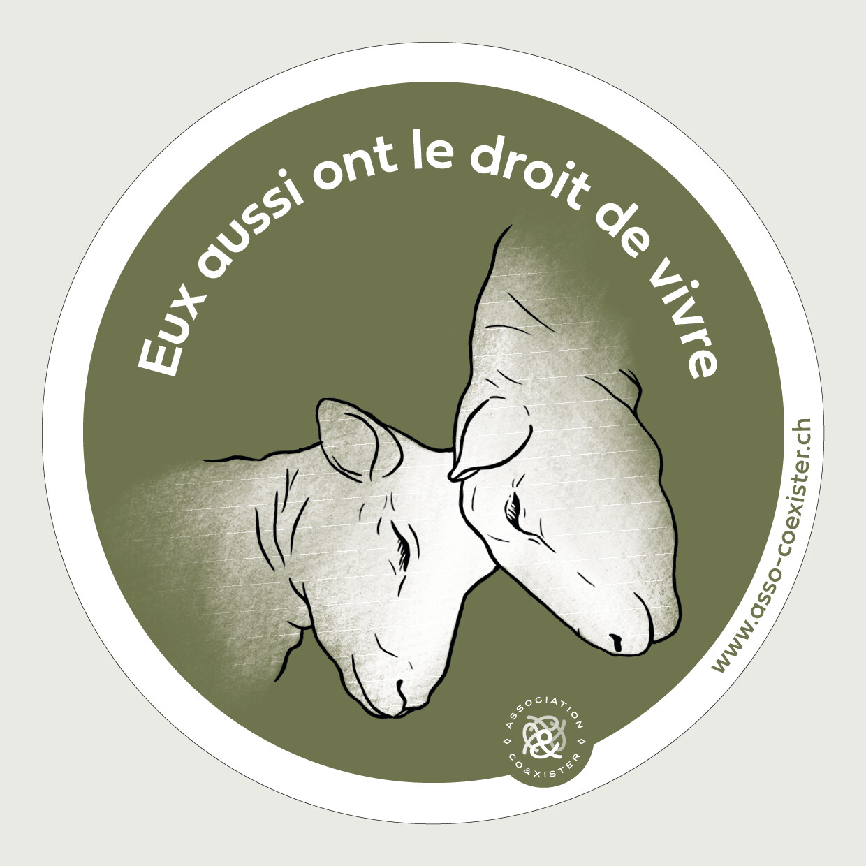 Autocollant &quot;Eux aussi ont le droit de vivre&quot;