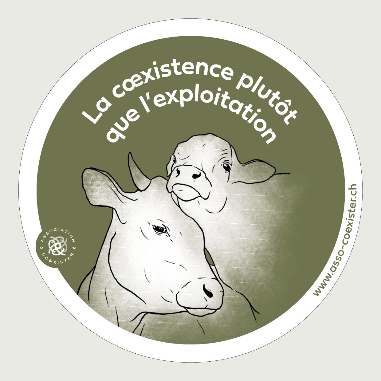 Autocollant &quot;La coexistence plutôt que l&#39;exploitation&quot;
