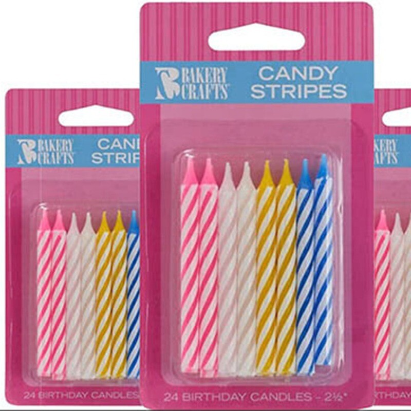 Chef Craft Classic Spiral Birthday Candles - 24 Piece Assorted Color Set
