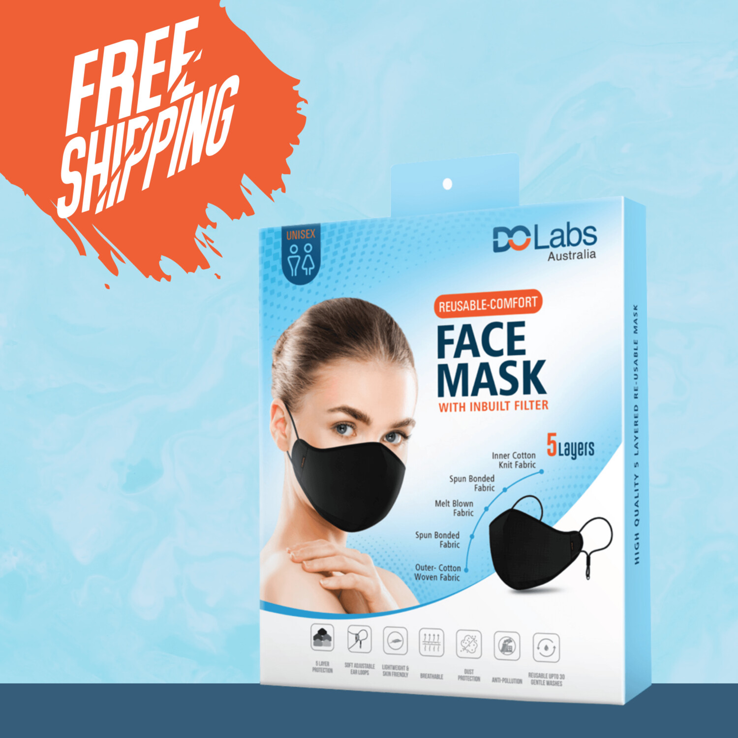 5 layer mask reusable