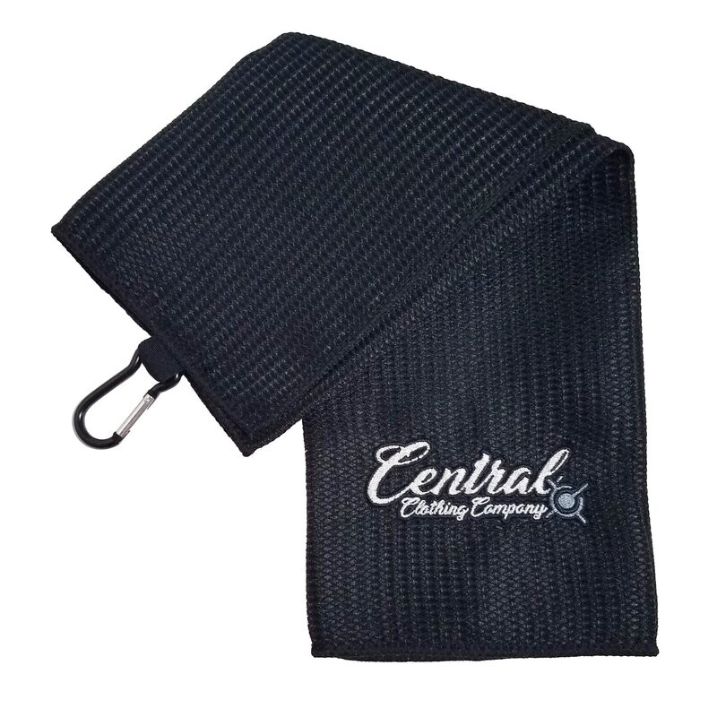 Microfiber Waffle-weave Tri-fold Golf Towel - Black