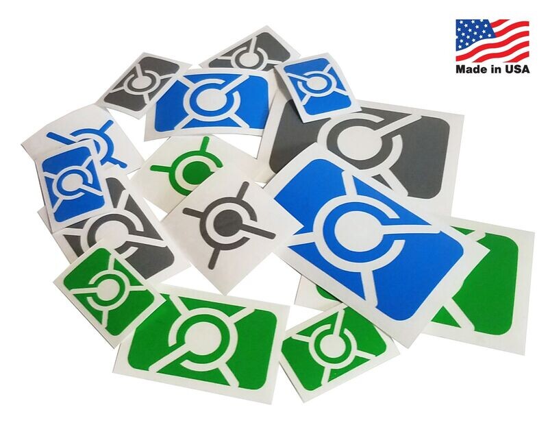 Mini Logo Decals - 15 Pack - Green/Grey/Blue