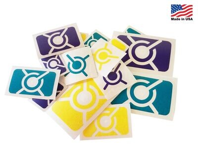 Mini Logo Decals - 15 Pack - Turquoise/Yellow/Purple