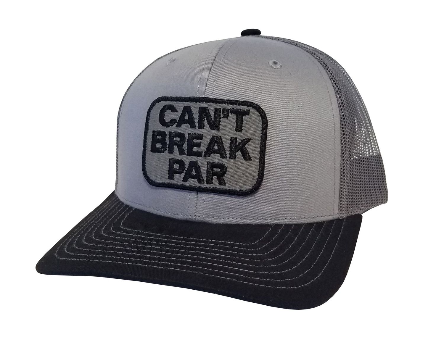 Cant Break Par Trucker Hat, Color:: Grey/Charcoal/Black