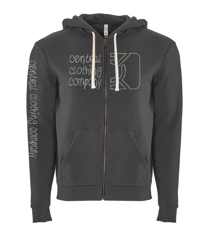 Central Split Logo Zip Hoodie - Heavy Metal