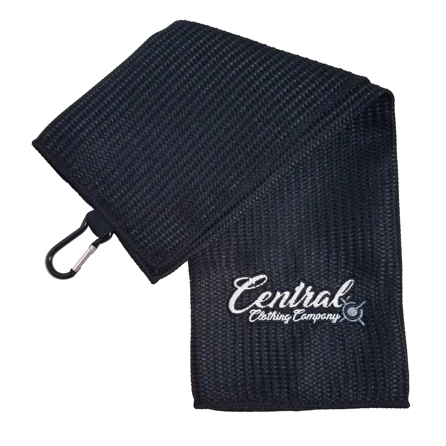 Microfiber Waffle-weave Tri-fold Golf Towel - Black Microfiber Waffle-weave Tri-fold Golf Towel - Black