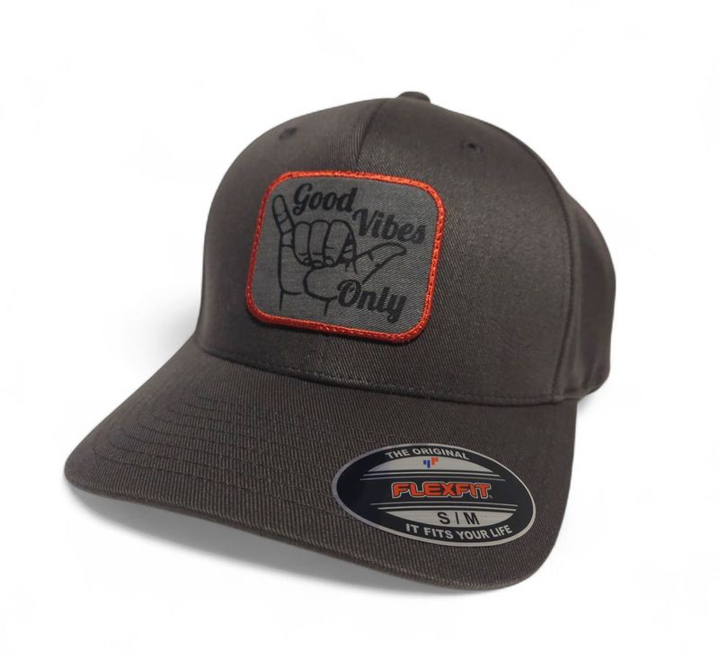Good Vibes Only Flexfit Hat - Grey/Burnt Orange