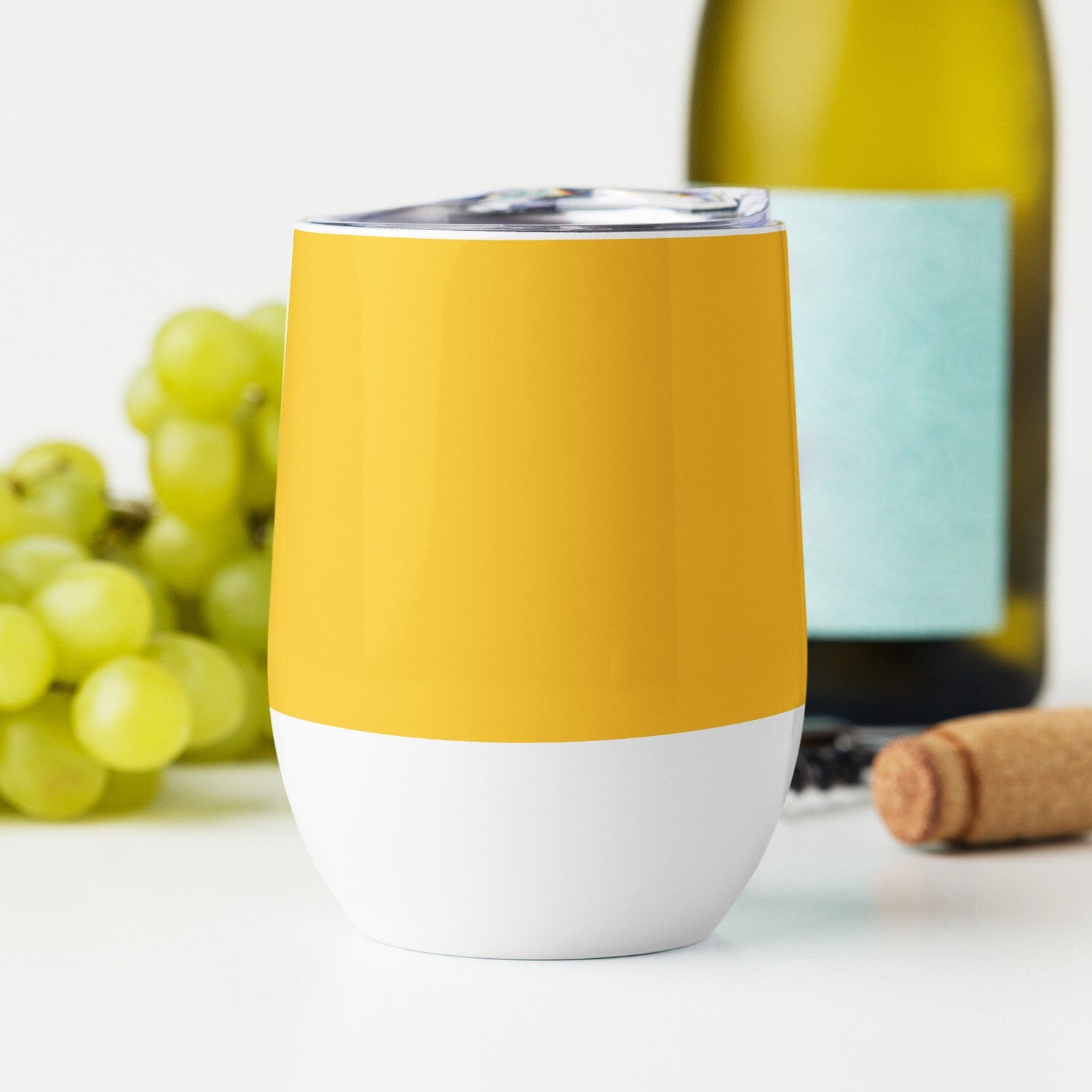 Plain Yellow-White Stainless steel Classy wine tumbler (With Lid) (Customizable)