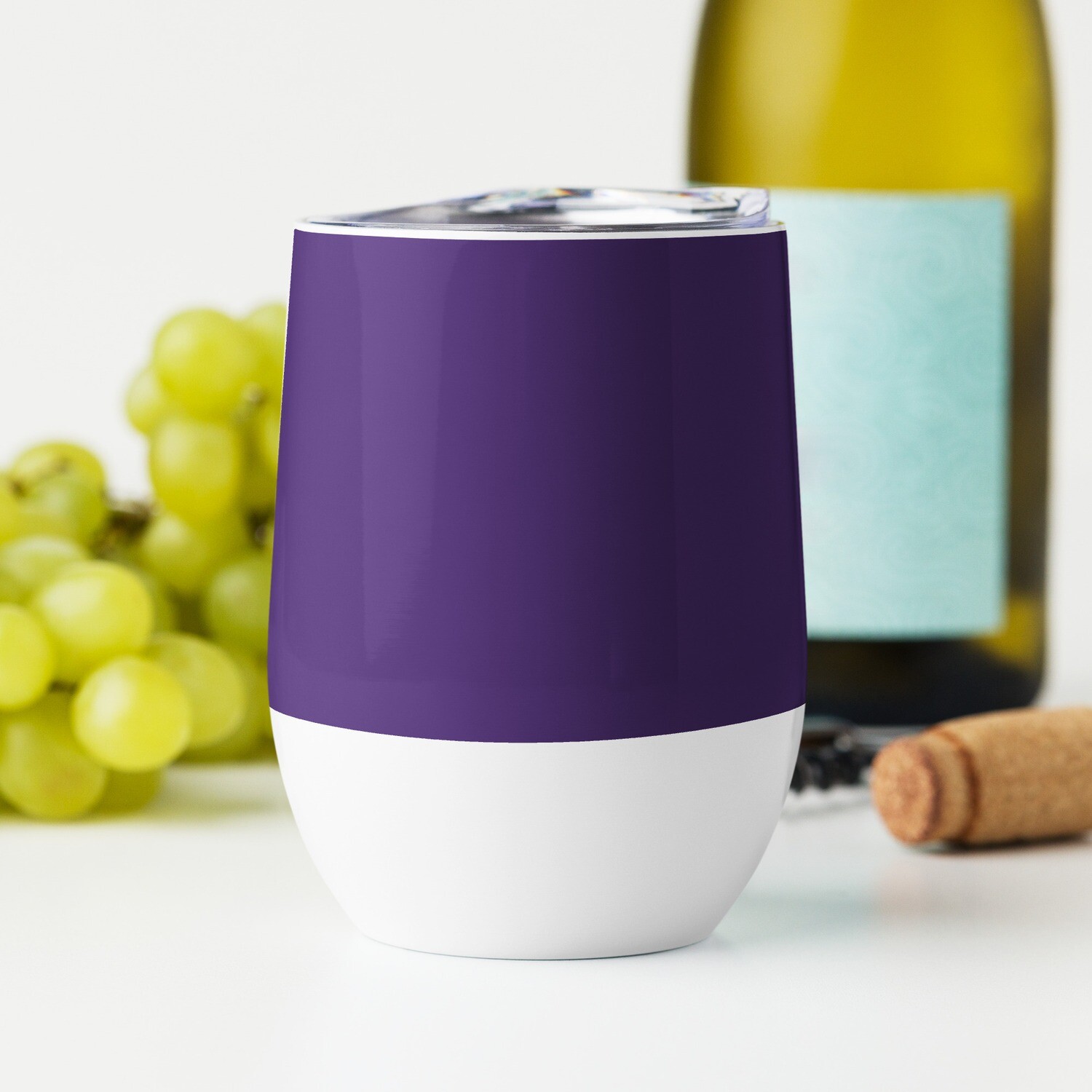 Plain Purple-White Stainless steel Classy wine tumbler (With Lid) (Customizable)