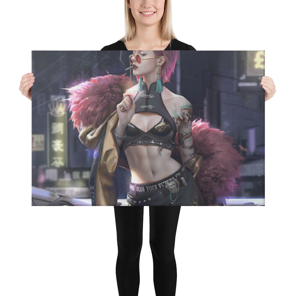 Cyberpunk girl (Fan Art) 2---Premium Painting Canvas (Customizable)
