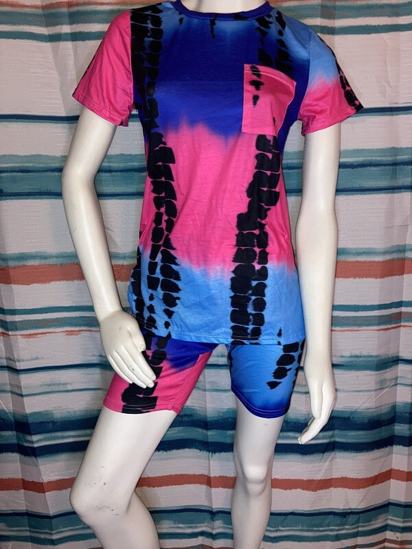 Purple Tie-dye Short Set