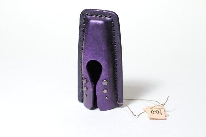 Mouthpiece Cap for Alto Tenor Saxophone| Premium Leather | Purple Metallic