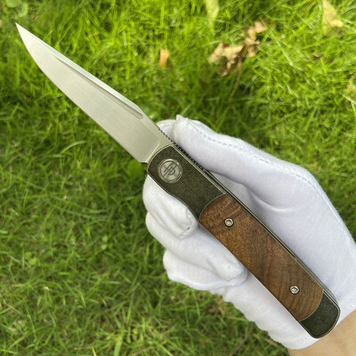 Rook: Hand Rubbed Satin Blade with Black/Bronze Titanium and Burl Wood Scales
