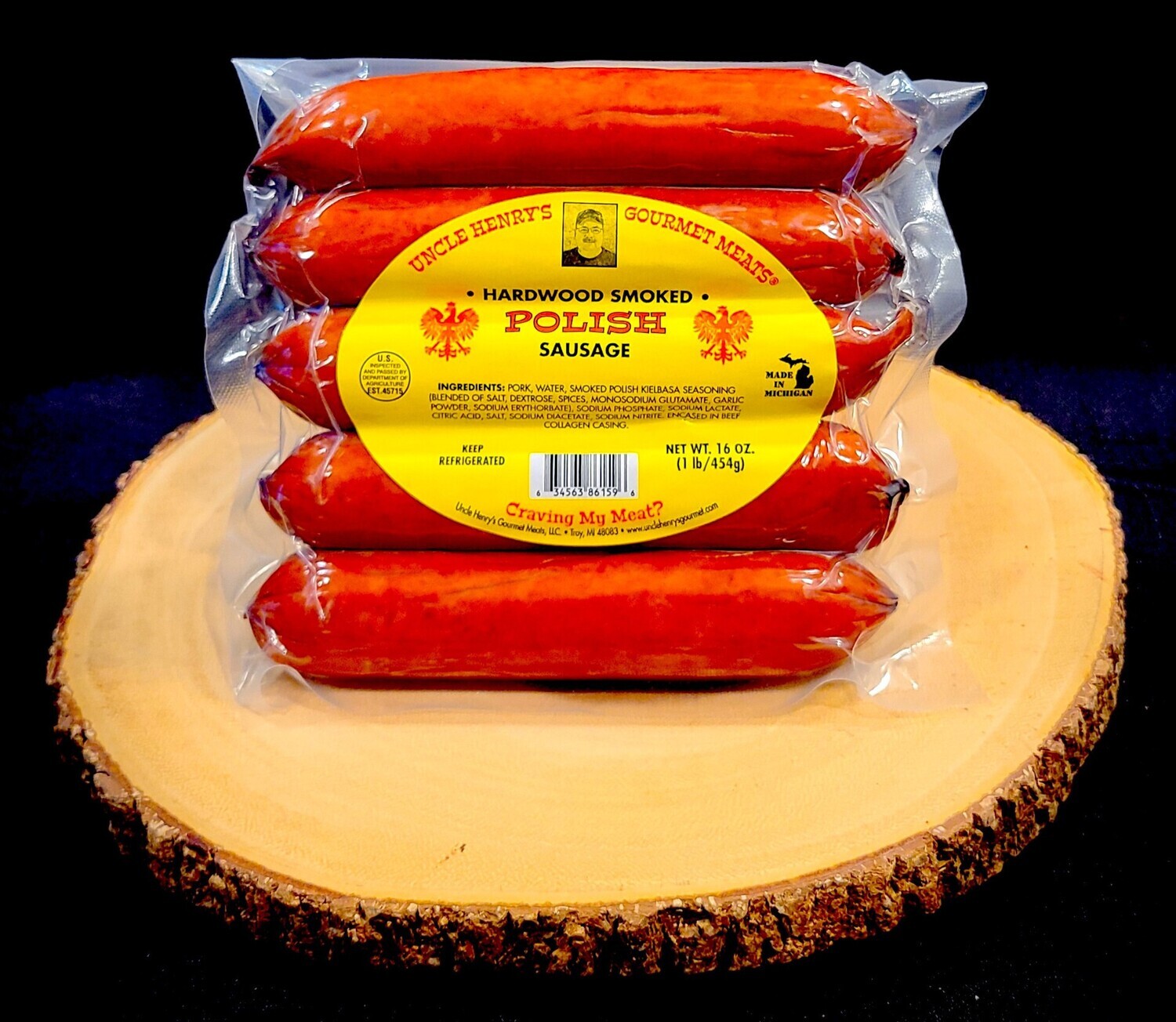 Uncle Henrys Sausage - Smoked Polish Kielbasa Sausage 1 lb.  Package