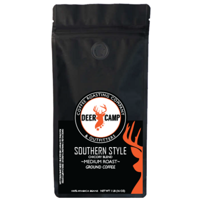DEER CAMP COFFEE SOUTHERN STYLE WITH CHICORY BLEND 1 Lb Ground