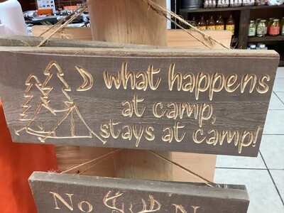 DEER CAMP WOOD SIGN - What Happens At Camp Stays At Camp
