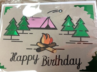 Camping Happy Birthday Tent Greeting Card 