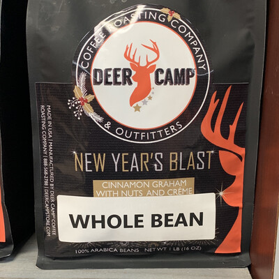 DEER CAMP Coffee New Years Blast Medium Roast  Flavored 1 lb Whole Bean 