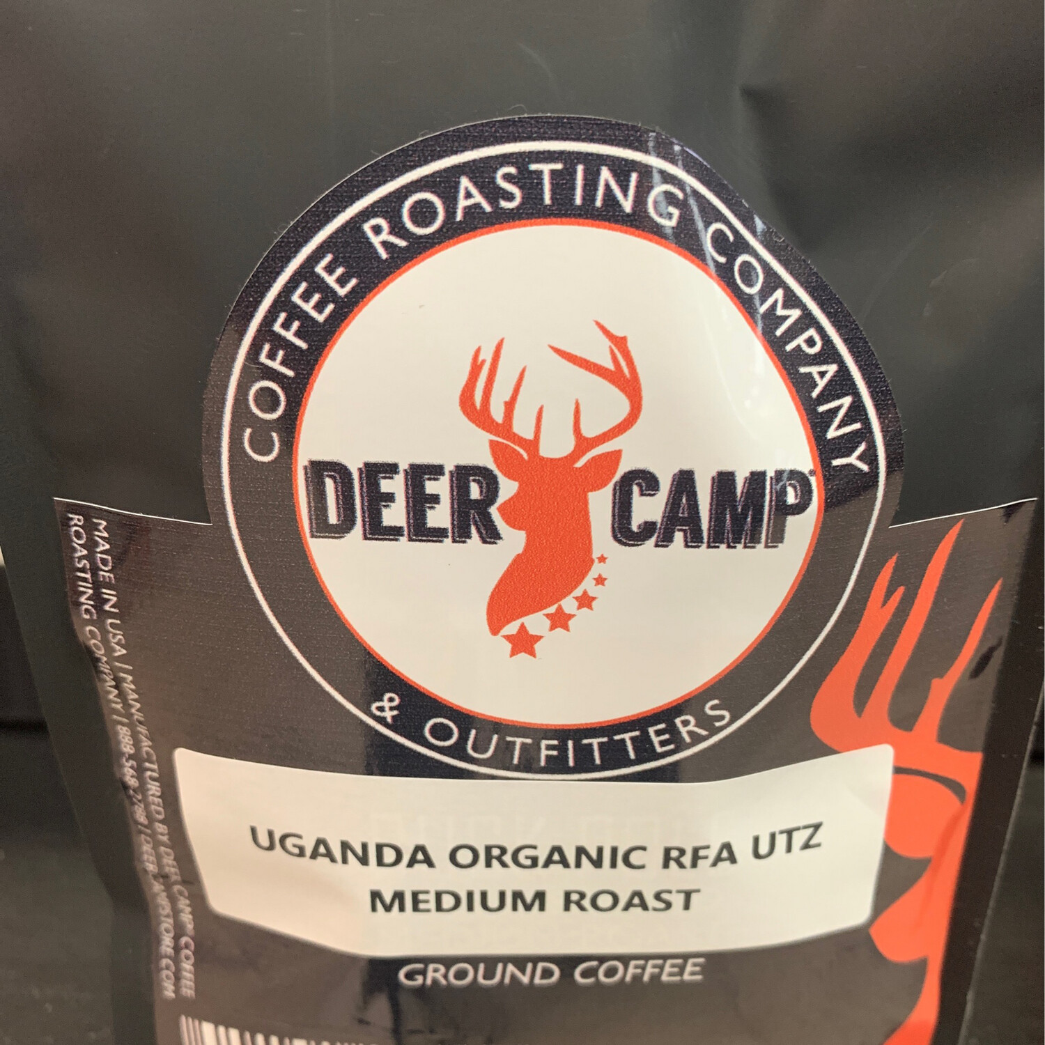 DEER CAMP Coffee Uganda Organic RFA UTZ  Medium Roast 1 lb Ground 