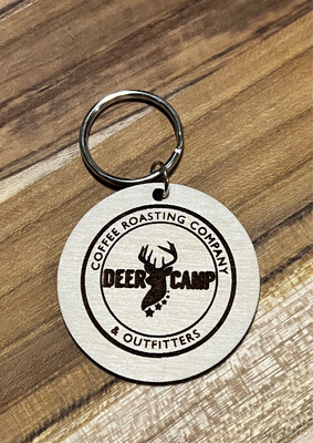 DEER CAMP™ Keychain With Logo Wood Round