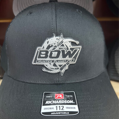 Bow Hunter Planet Black Hat With Silver Logo 